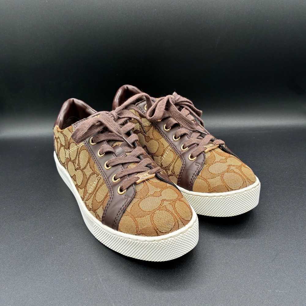 Coach Brown Signature Canvas Low-Top Sneakers